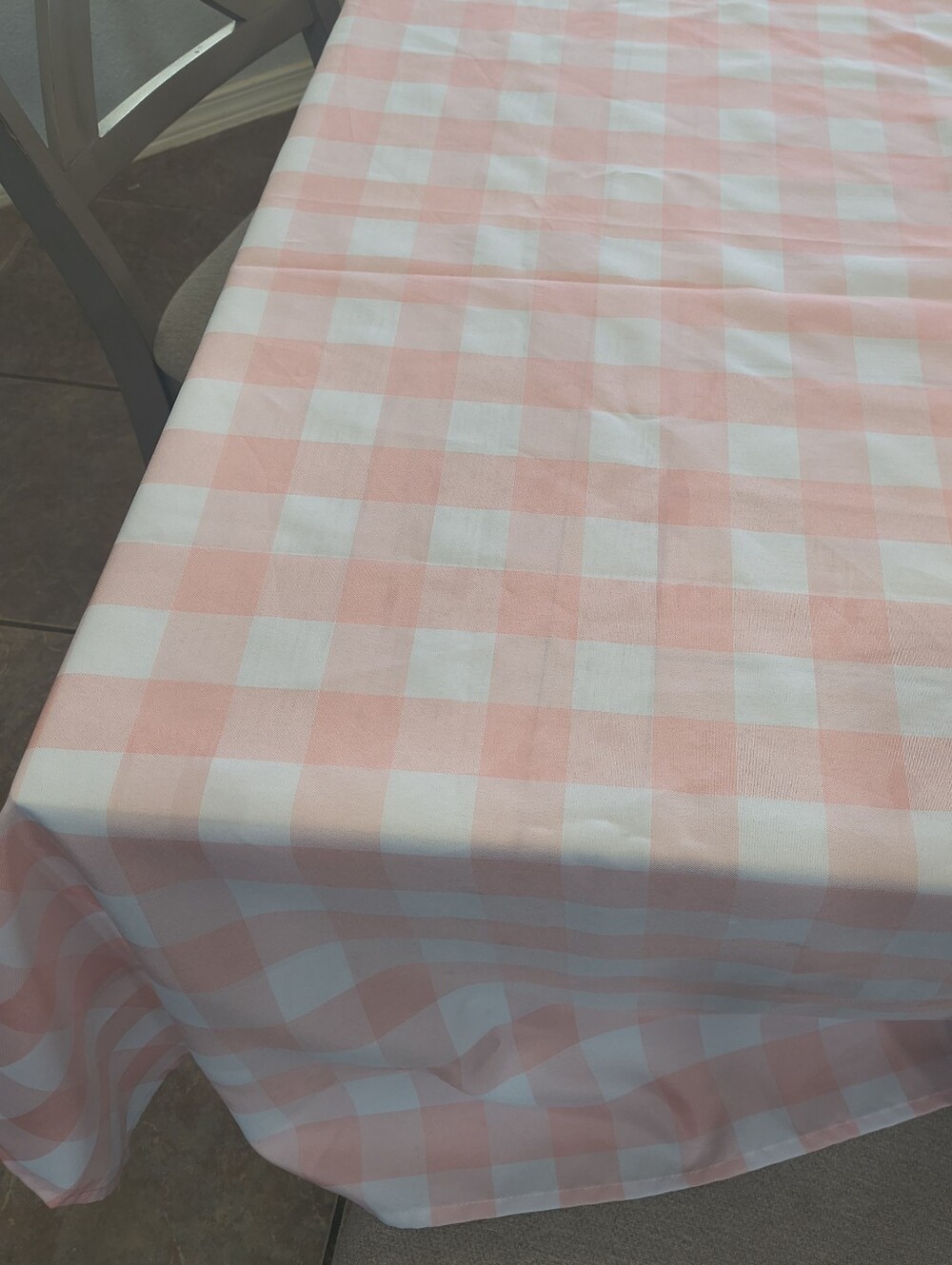 Pink Maymiss Gingham Rectangular Tablecloth – 60"x120" Washable Polyester - Picture 3 of 4